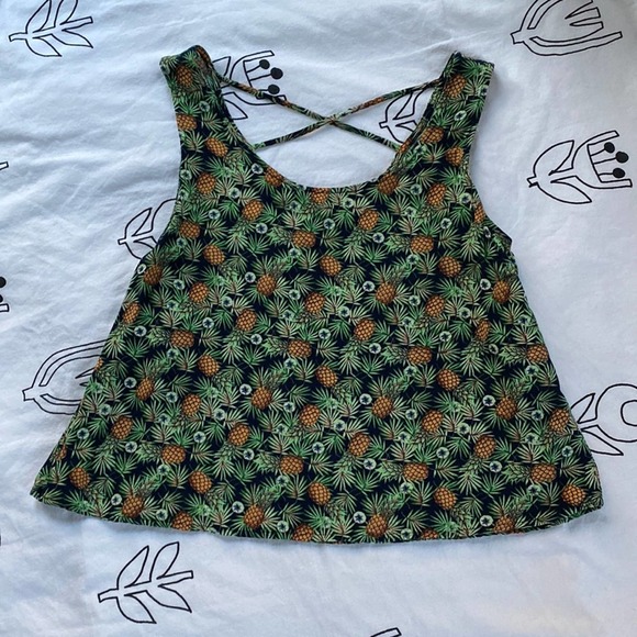 MINE Pineapple Green Tank Top Size S - Picture 2 of 7